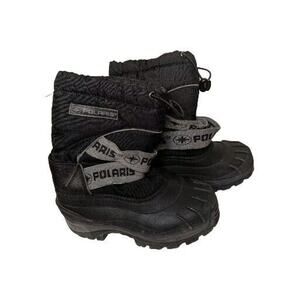 Polaris Children's Snow Boots Black Size 1 Cinch Top Outdoor.